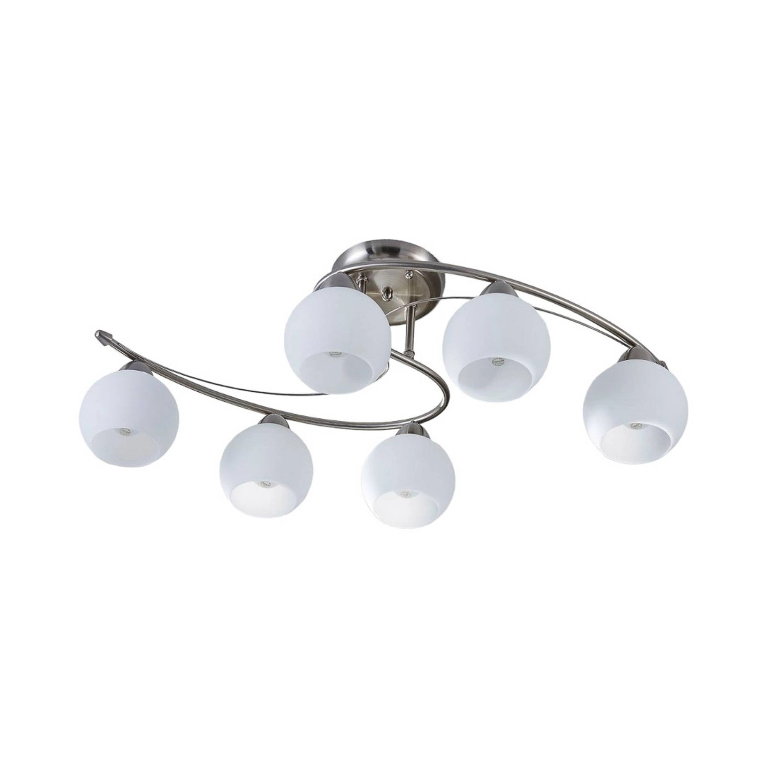 Lindby Deckenlampe Svean 9620766 Modern in Alu aus Glas 6-flammig E14 Wohnzimmerleuchte
