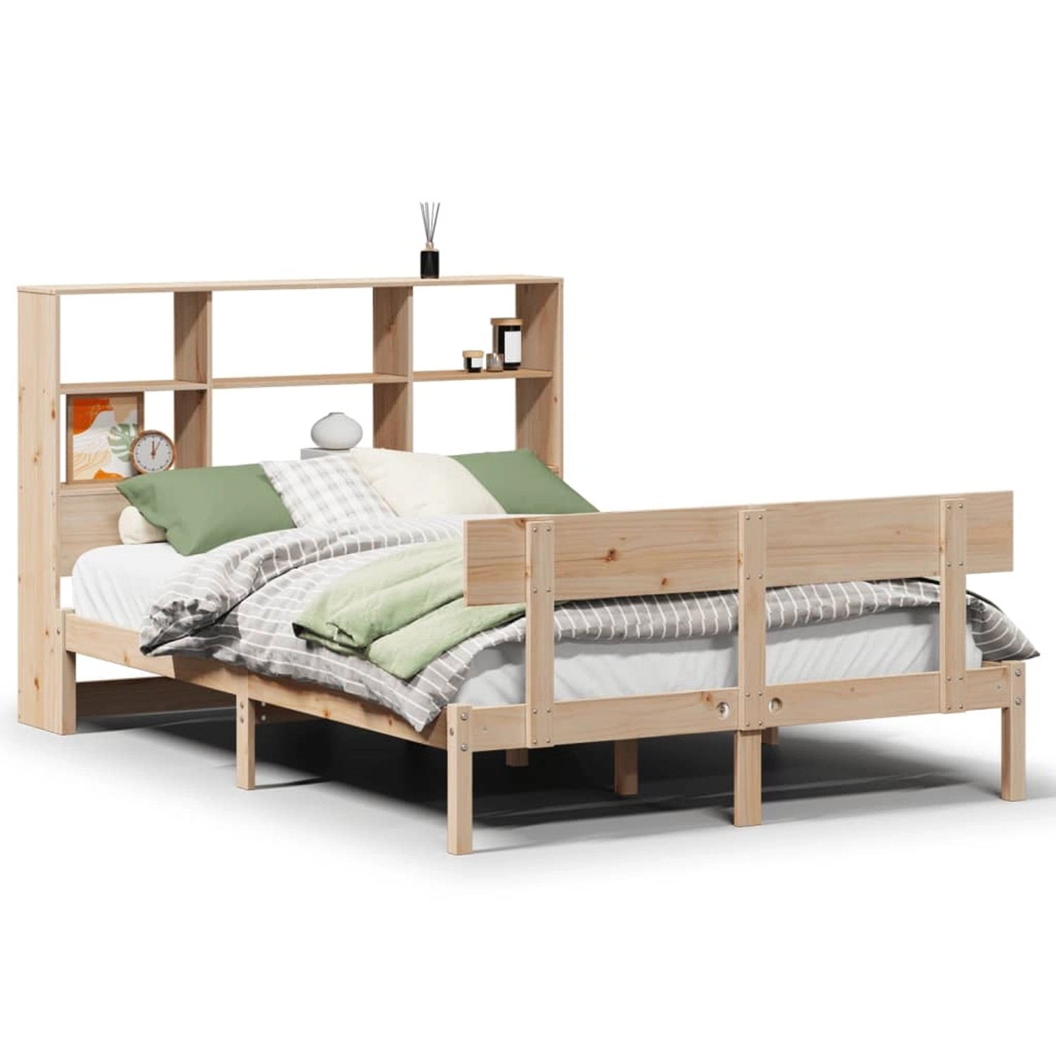 vidaXL Massivholzbett mit Regal ohne Matratze 140x200 cm Kiefernholz 332180 günstig online kaufen