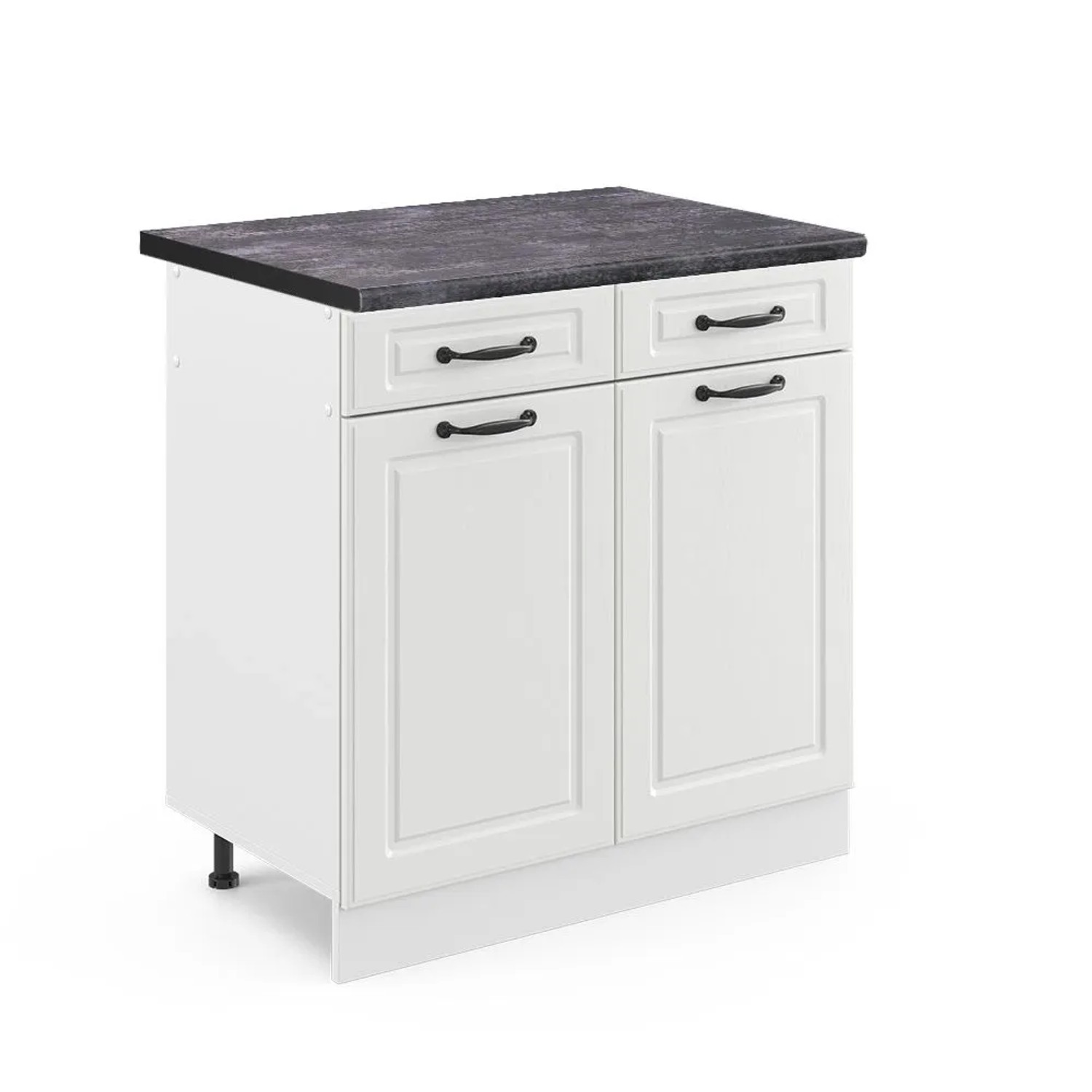 Vicco Küchenunterschrank R-Line Weiß Landhaus Weiß 80 cm AP Anthrazit