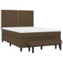 Dunkelbraunes vidaXL Boxspringbett 140x190 cm mit Matratze und Bank.