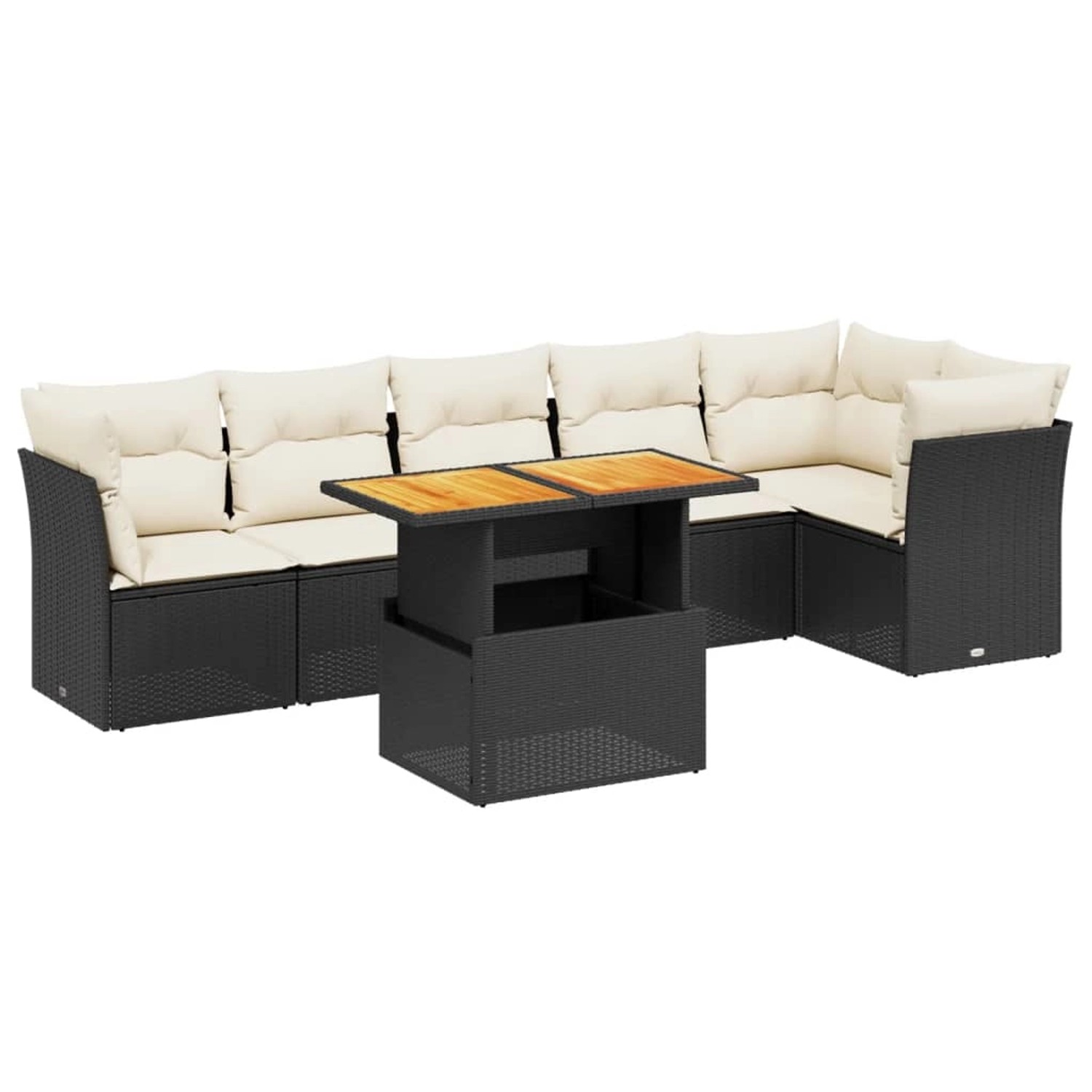 vidaXL 7-Tlg Garten-Sofagarnitur mit Kissen Schwarz Poly Rattan 3270839 günstig online kaufen