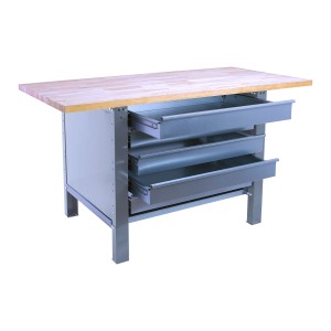PROREGAL Werkbank BUFFALO WOOD Mit 5x Schublade HxBxT 86,5x120x75cm Traglast 1000kg Grau