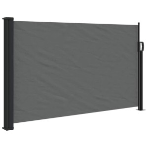 Ausziehbare Seitenmarkise in Anthrazit, 120x500 cm, für Terrasse & Balkon. Sichtschutz aus Polyester.