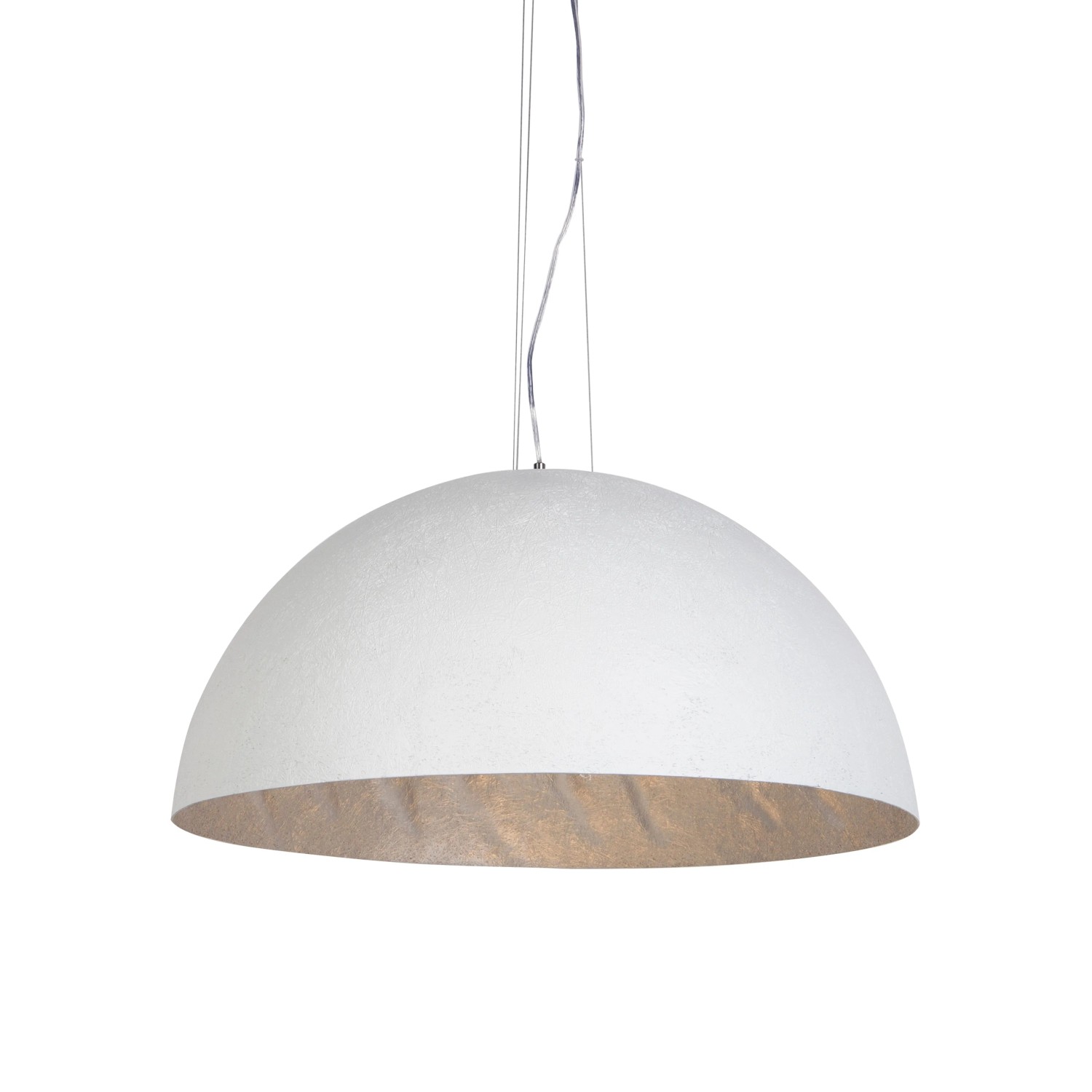 QAZQA Moderne Hängelampe Weiß mit Silber 70cm Magna