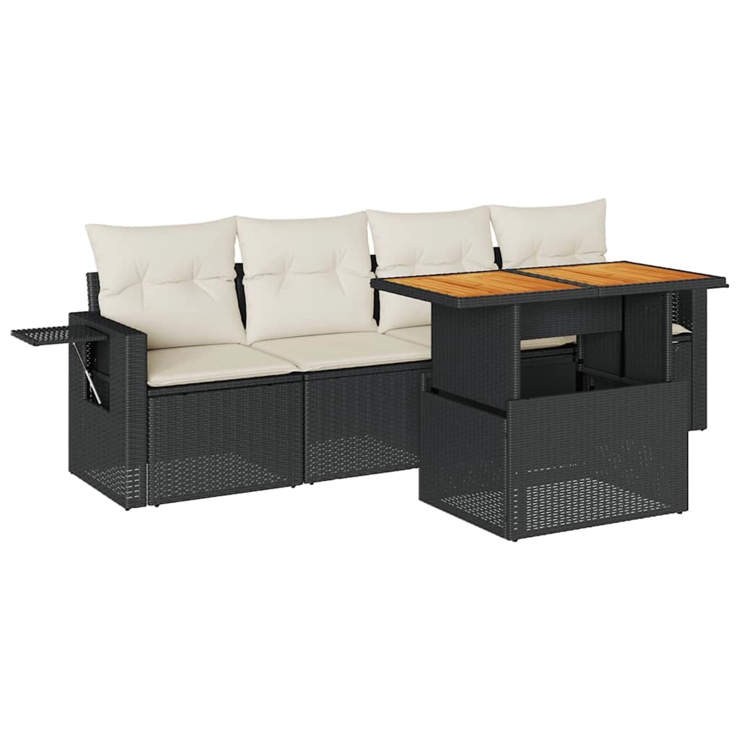 vidaXL 5-Tlg Garten-Sofagarnitur mit Kissen Schwarz Poly Rattan 3327094 günstig online kaufen
