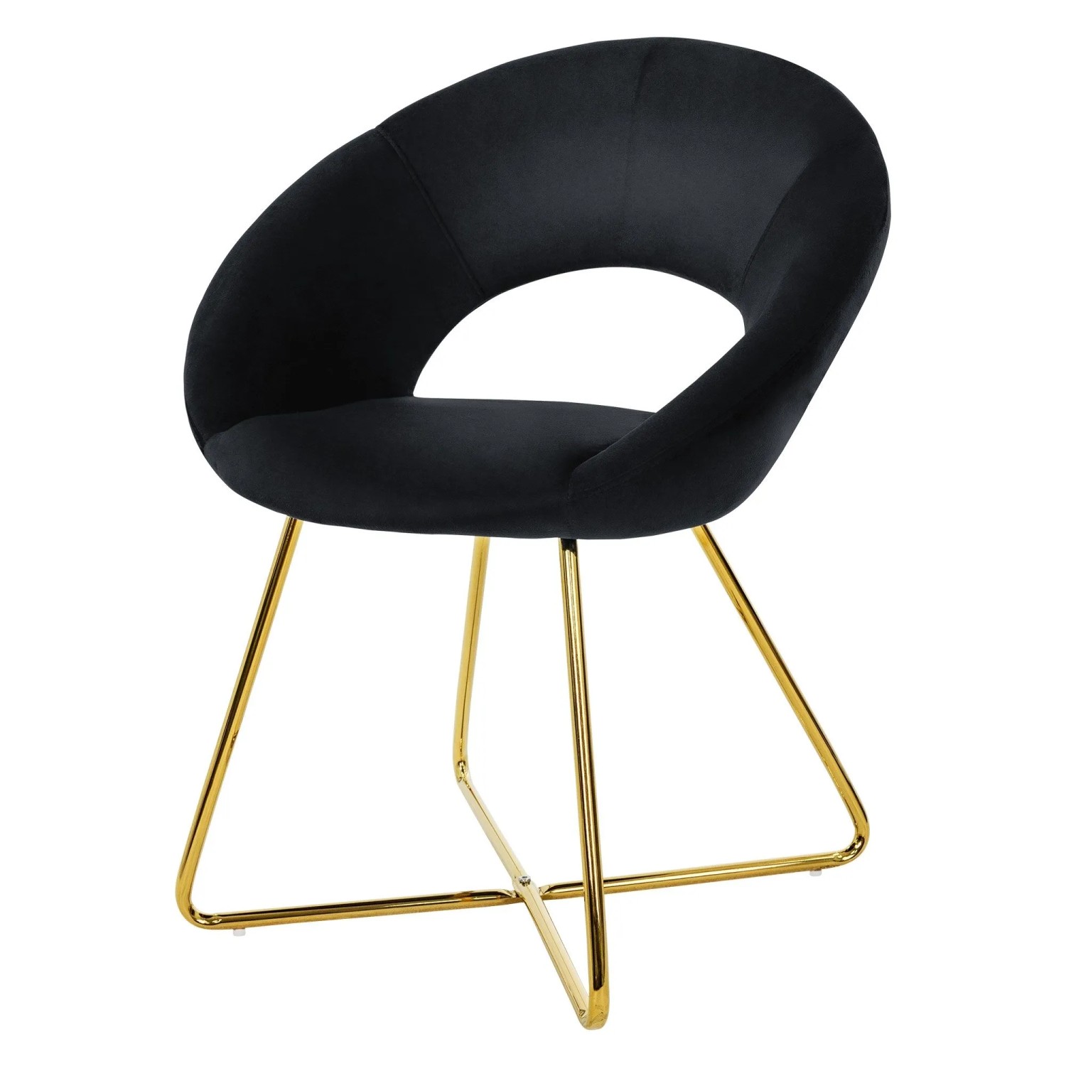 ML-Design Esszimmerstuhl Schwarz Samtbezug Goldene Metallbeine