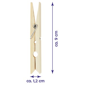 Bestlivings Wäscheklammer aus Bambus, 6 cm, 24er-Set. Holzklammer mit Metallfeder für Wäsche.