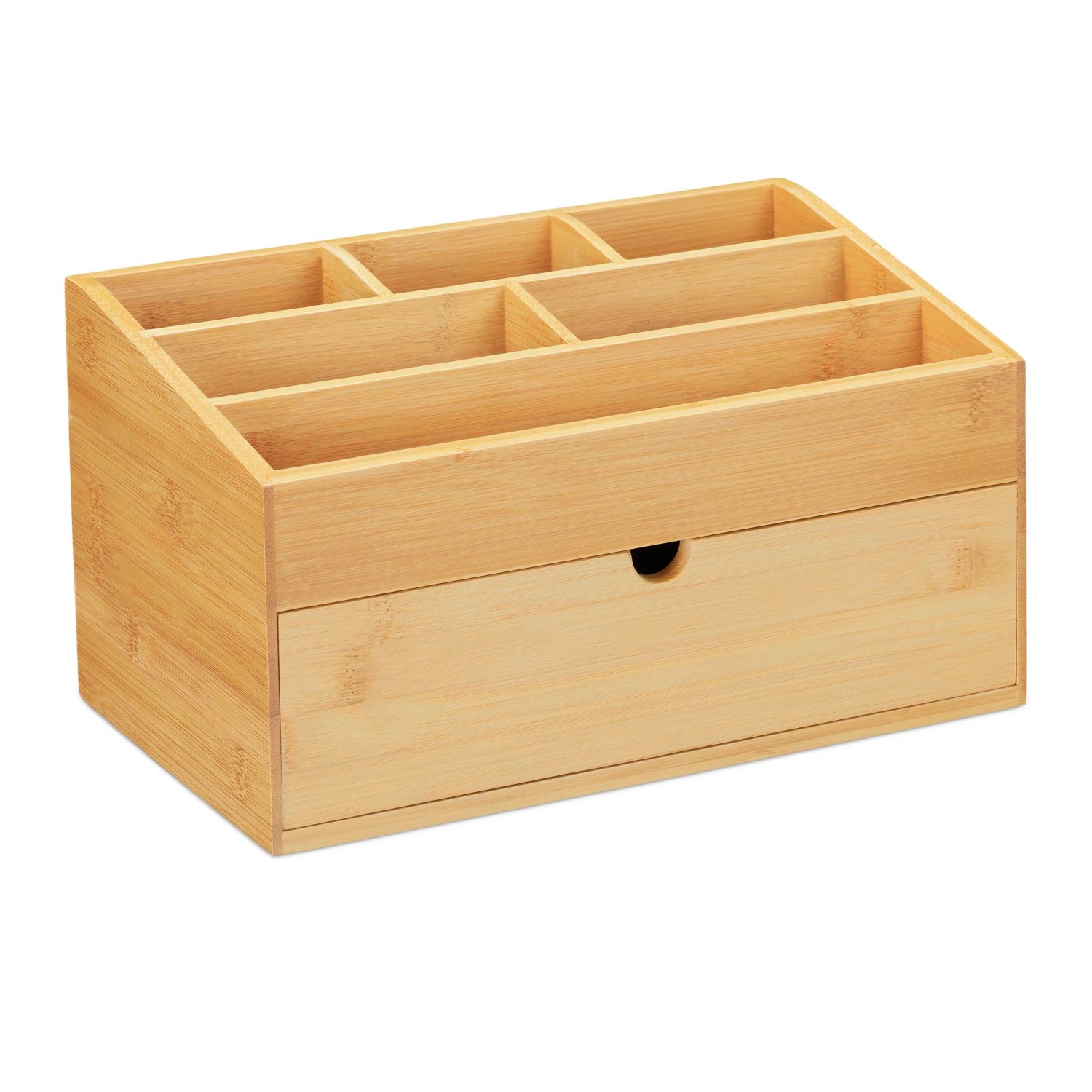 Relaxdays Schreibtischorganizer Bambus MDF Natur Mit Schublade 15 cm x 28 cm x 16,5 cm 1,4 kg