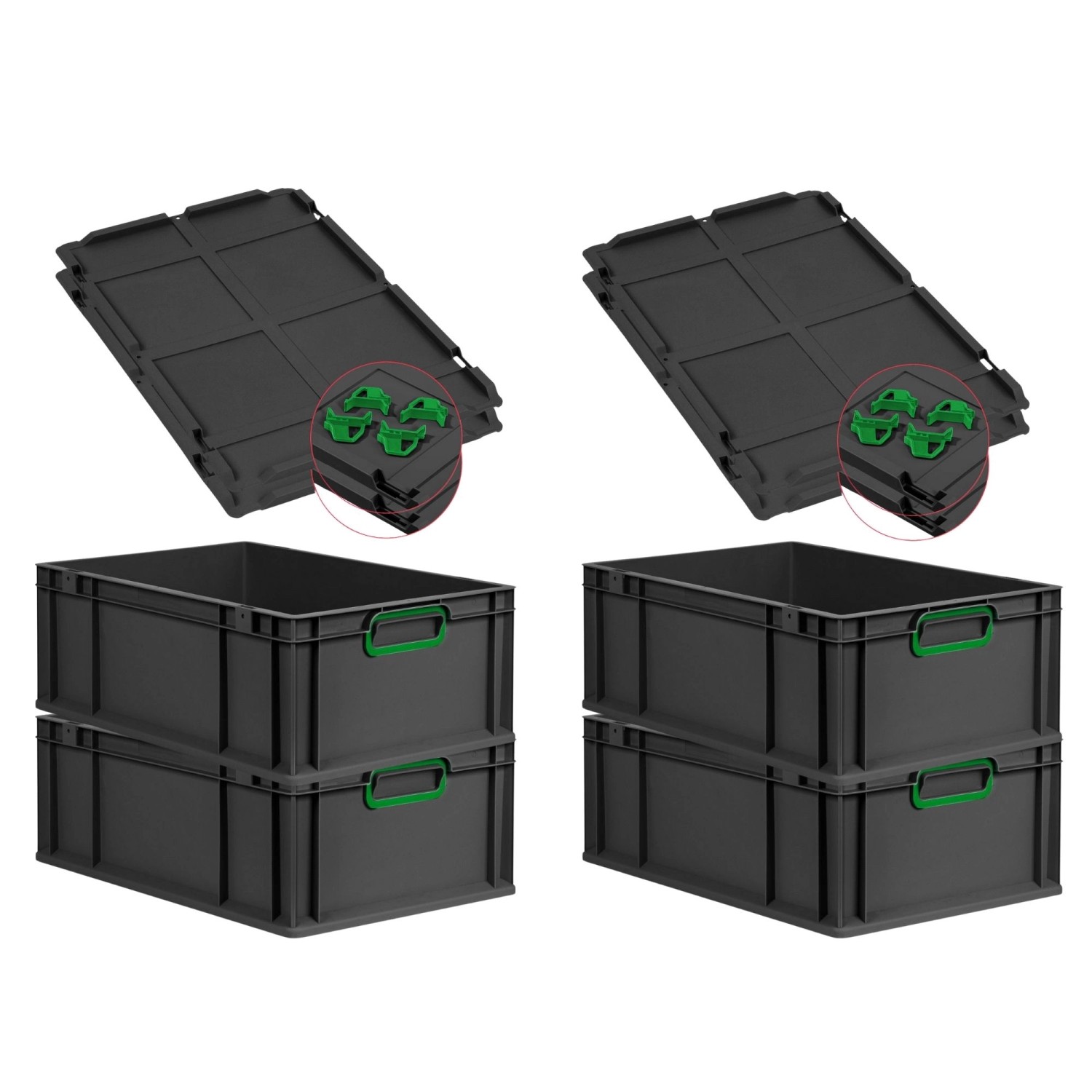 PROREGAL SuperSparSet 4x Eurobox Nextgen Color Mit Auflagedeckel HxBxT 22x4 günstig online kaufen