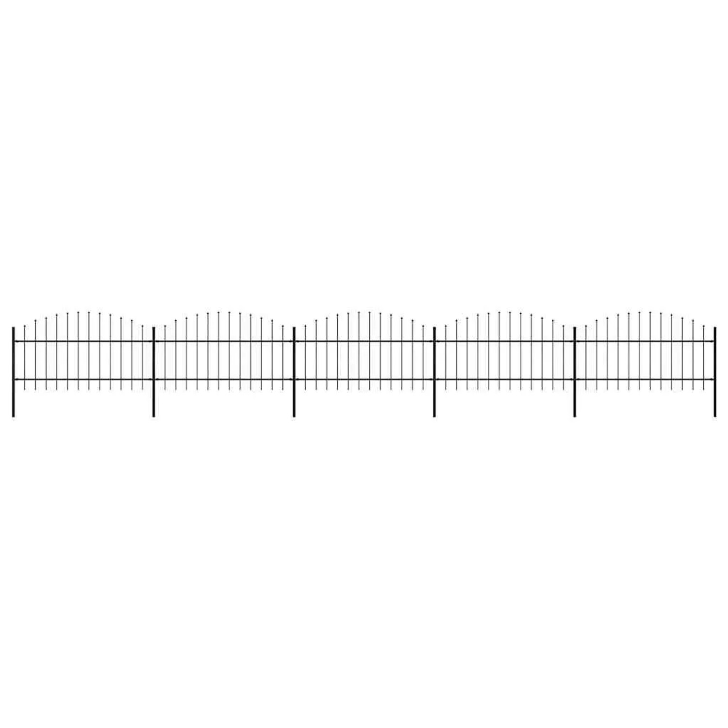 vidaXL Gartenzaun mit Speerspitze Stahl 892,5 x 125 cm Schwarz 277725 günstig online kaufen
