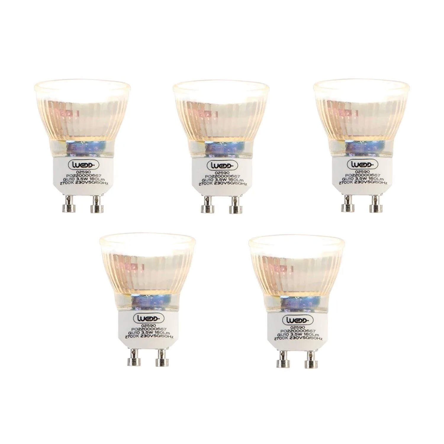 LUEDD 5er Set GU10 LED Leuchtmittel 35 mm 3,5W 180,m 2700K