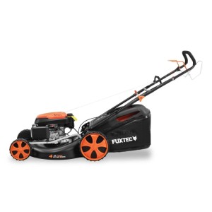 FUXTEC Benzin Rasenmäher FX-RM5396, schwarz-orange, 53cm Schnittbreite, 70L Fangkorb, 4in1 Funktion.