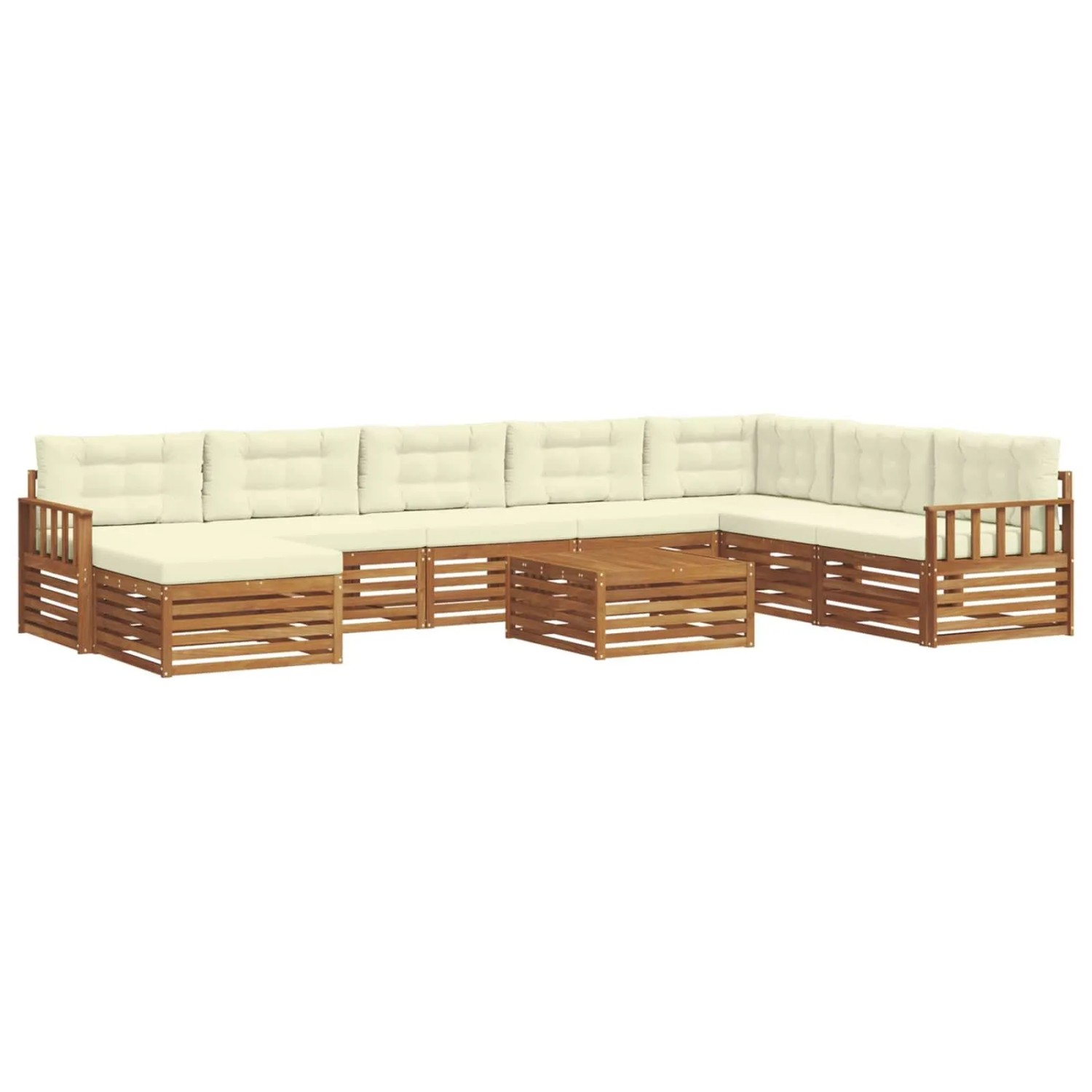 vidaXL Sofagarnituren 9 Tlg Natur und Creme Massivholz Akazie 3373970