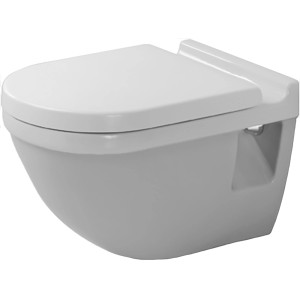 Duravit Starck 3 Wand-WC, 54 cm, weiß, Tiefspüler. Wandhängendes WC mit geschlossenem Spülrand.