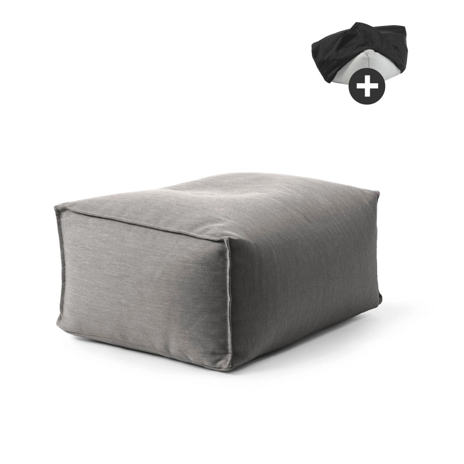 mokebo Outdoor Pouf mit Schutzhülle Der Ruhepouf für Balkon & Garten Sitzhocker Würfelkissen oder Bodenkissen in Steingr...