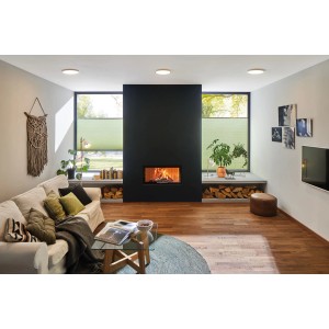 Wohnzimmer mit Paulmann LED-Panel Abia Deckenleuchten, Chrom matt, warmweißes Licht.