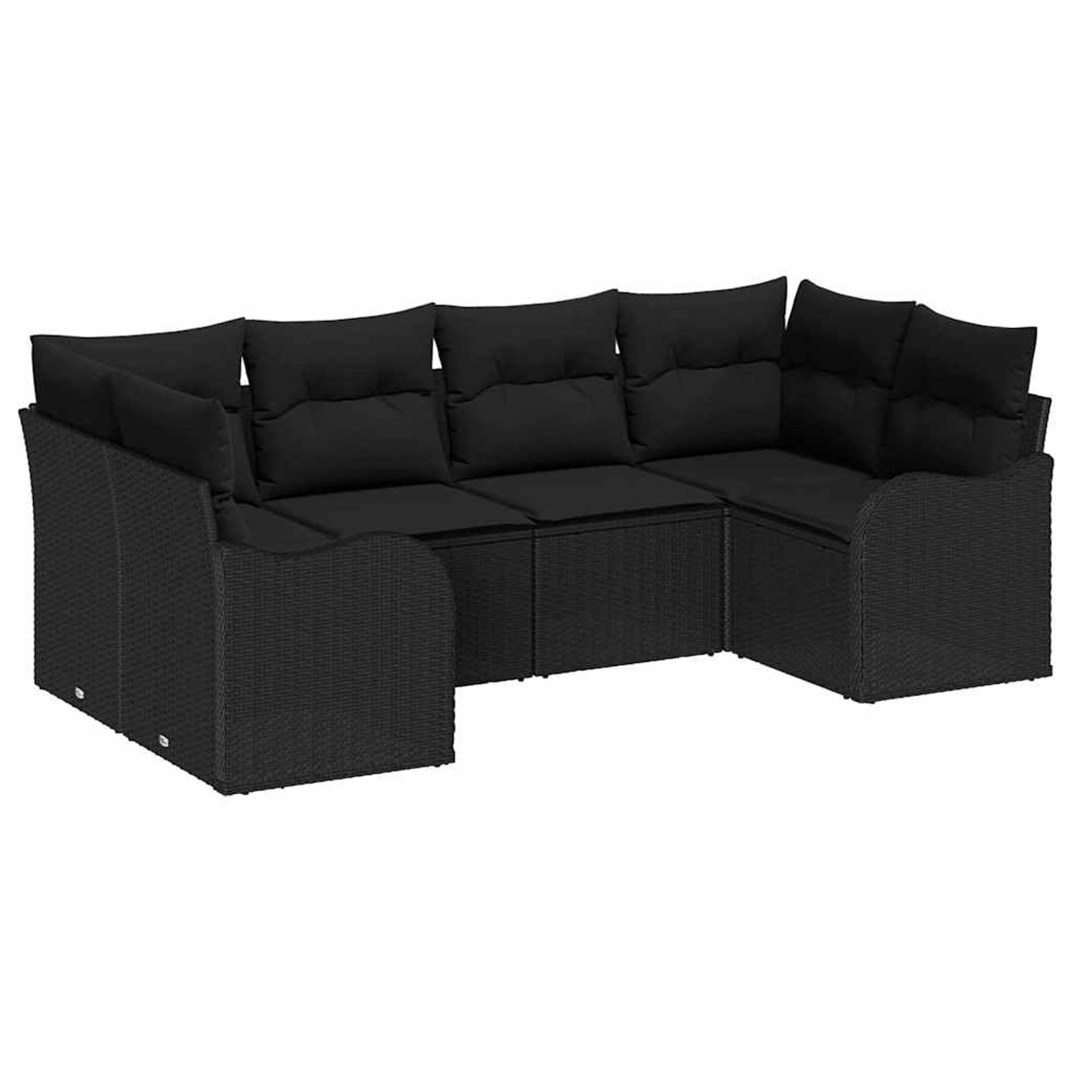 vidaXL Garten-Sofa-Set mit Kissen 6-Tlg Schwarz Poly Rattan 3345843 günstig online kaufen