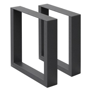 2 anthrazitfarbene Tischbeine (40x43 cm) aus pulverbeschichtetem Stahl für Esstische.
