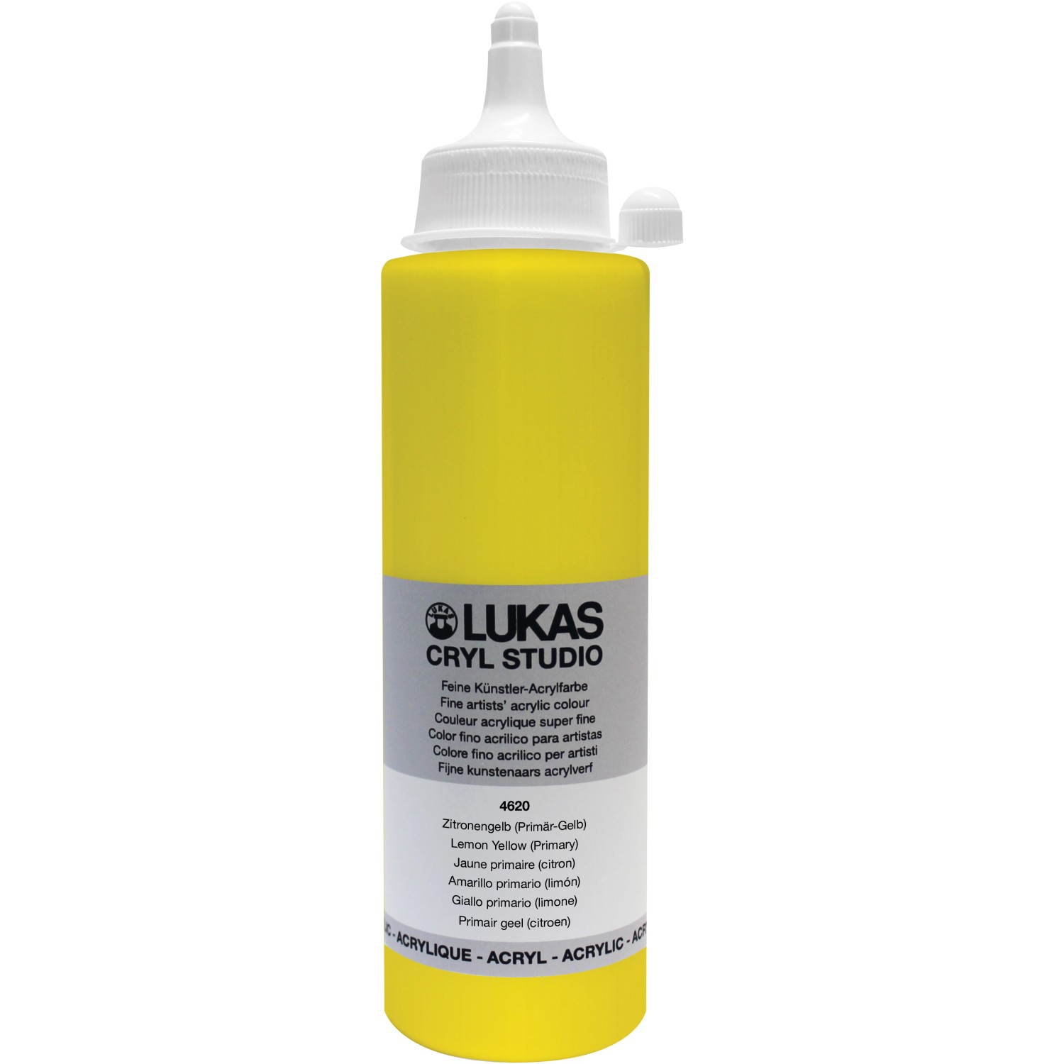 Lukas Cryl Studio Acrylfarbe Plastikflasche Zitronengelb (Primär-Gelb) 250ml