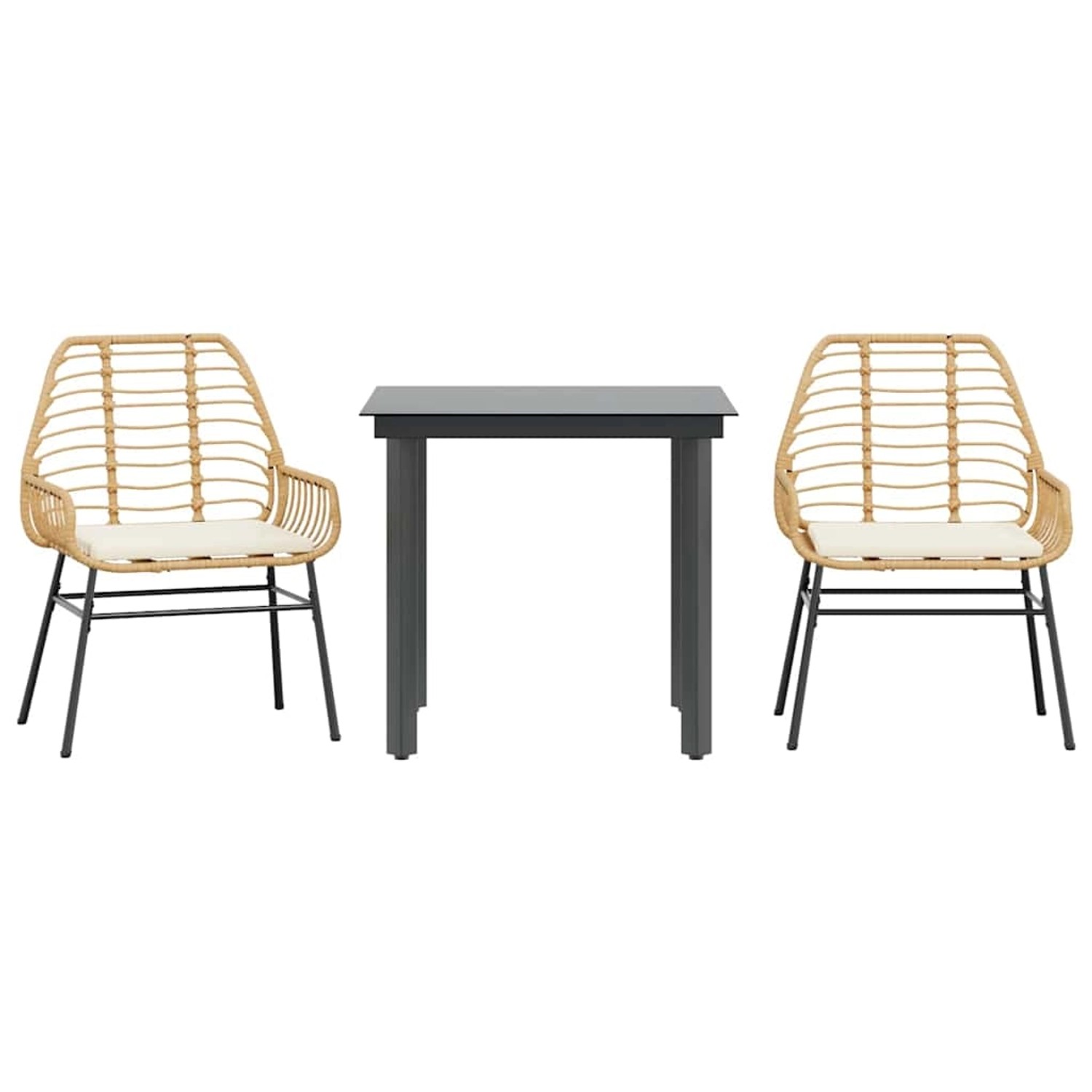 vidaXL 3-Tlg Garten-Essgruppe mit Kissen Braun Poly Rattan Glas 3334555 günstig online kaufen