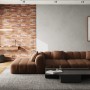 Wohnraum mit braunen Rebel of Styles Verblendern Rustic Loft HD an der Wand.