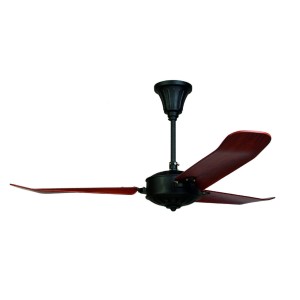 FANTASIA Deckenventilator Islander 132 cm, schwarz gehämmert, Walnuss-Holz Flügel, mit Wandschalter.