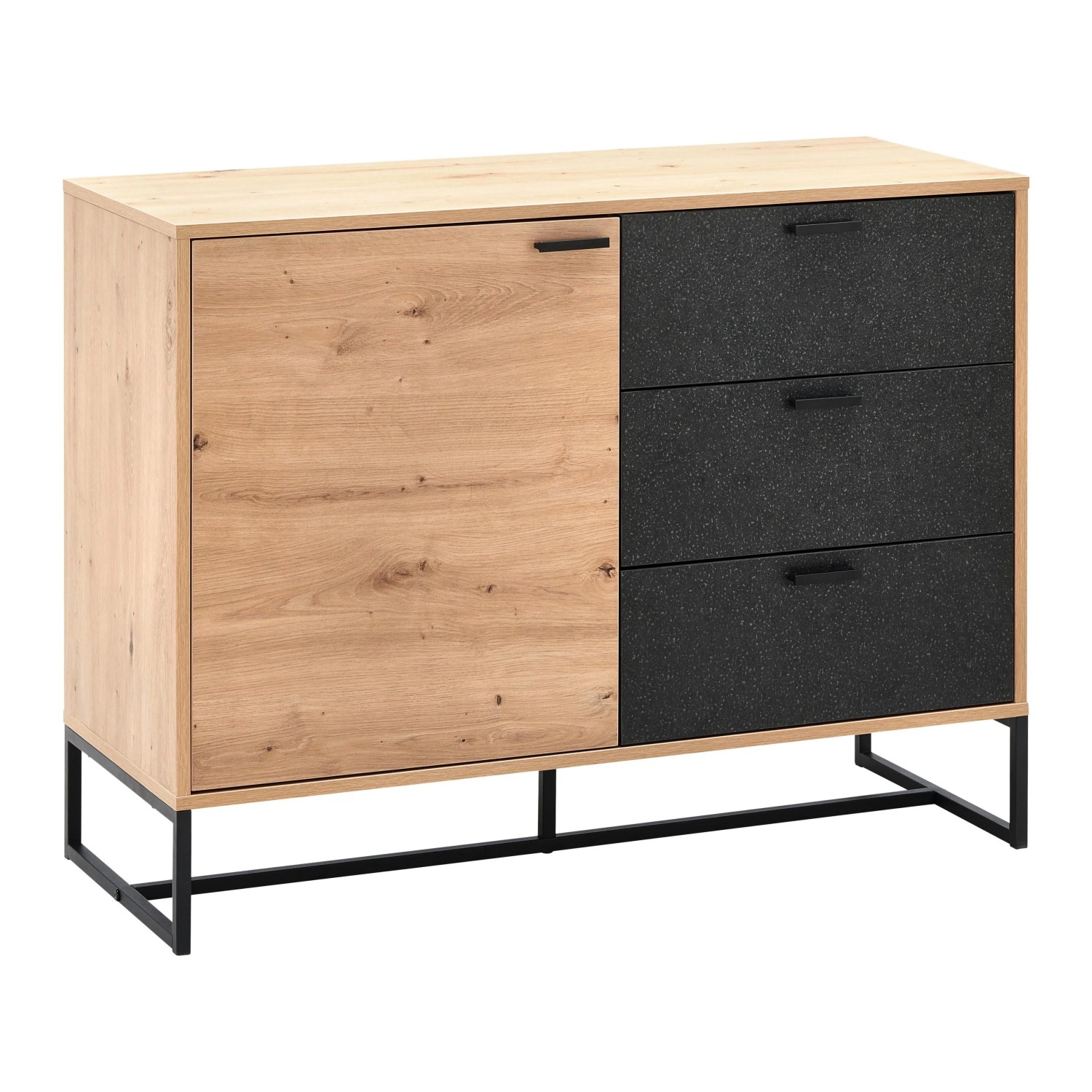 Bessagi Home Sideboard Fosca Eichenfarben/Schwarz MDF