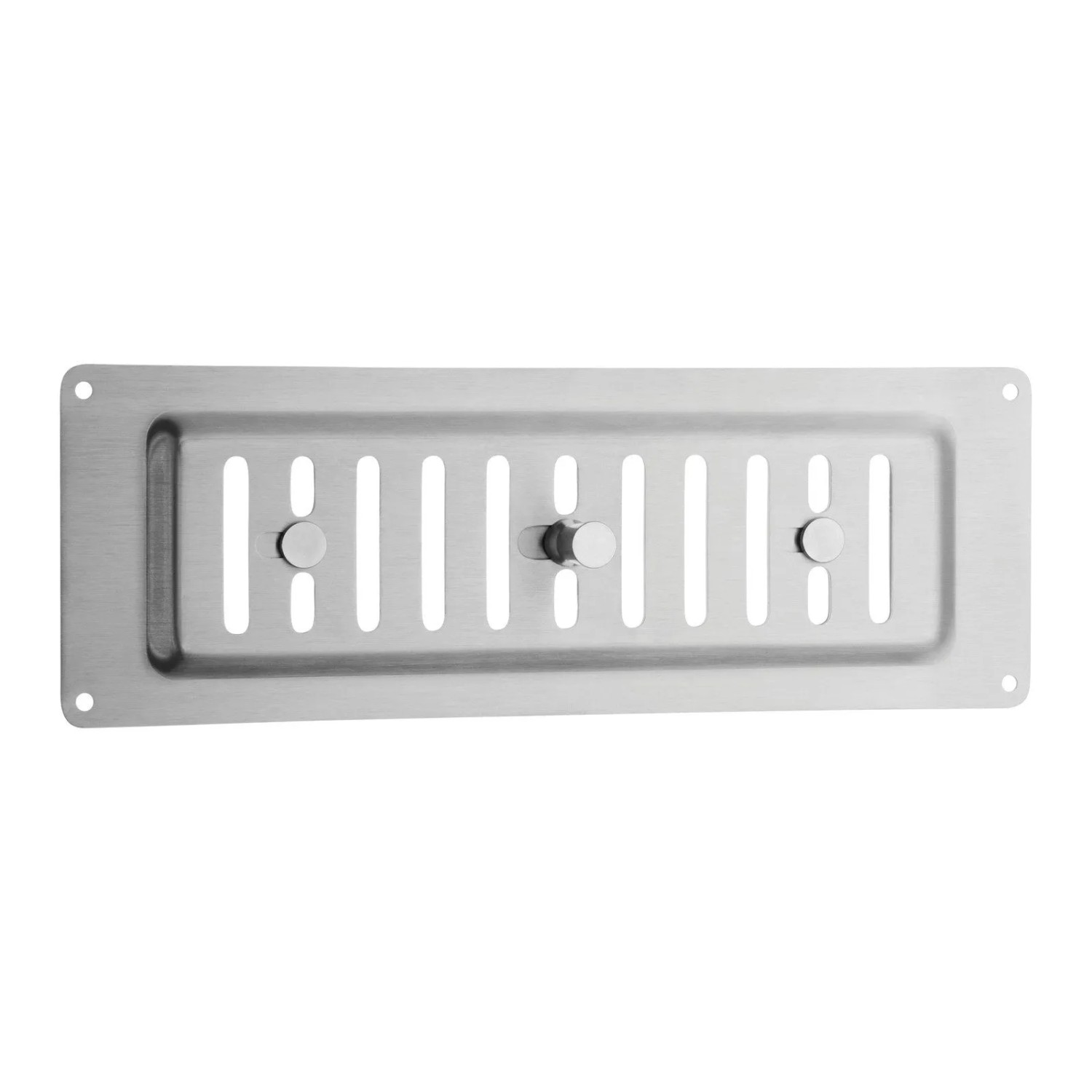 SOTECH Lüftungsgitter 260 x 90 mm mit Ovaler Lochung und Schiebeverschluss Edelstahl SS304 Feststellbar