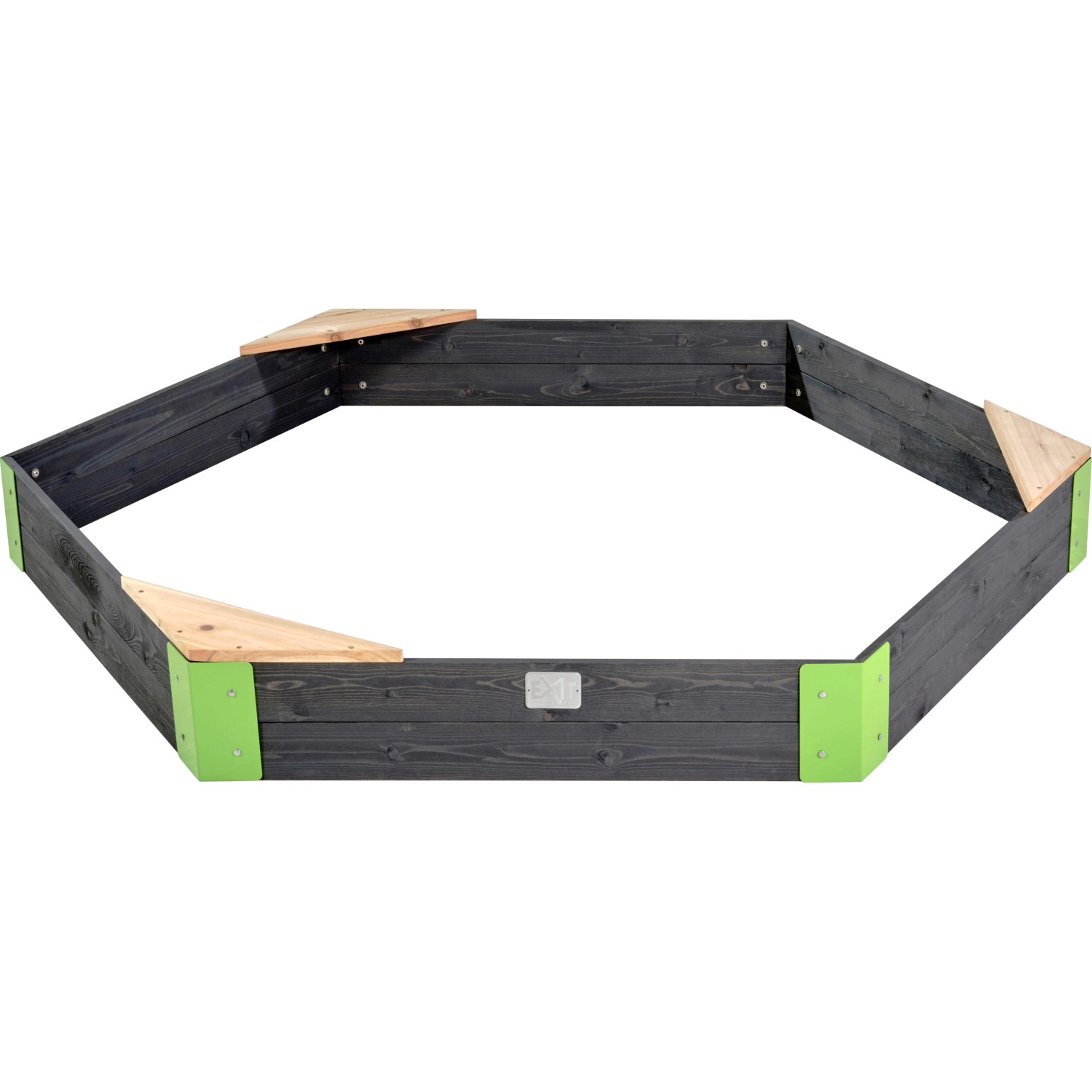 EXIT Aksent Holzsandkasten Grau sechseckig 200x170cm FSC®
