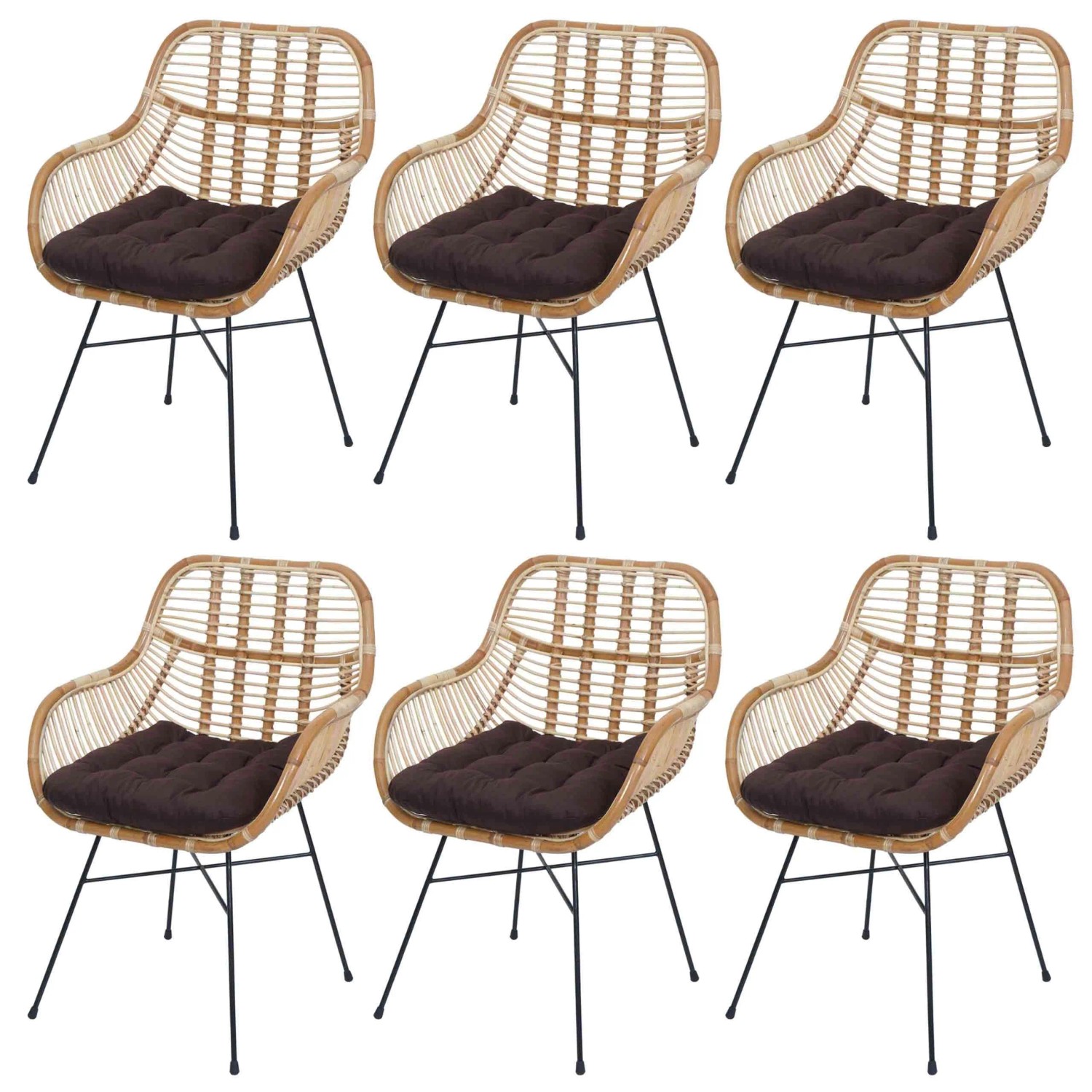 MCW Esszimmerstuhl P17 6er-Set Polster Braun günstig online kaufen