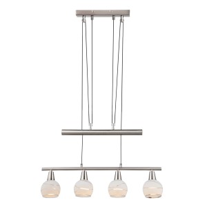 Globo LED-Pendelleuchte Elliott, 1-flammig, Nickel matt mit vier Leuchten.