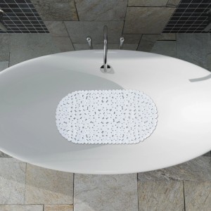 Relaxdays Badewannenmatte PVC Weiß Steinoptik Rutschfest 68 cm x 36 cm x 0,5 cm 0,49 kg