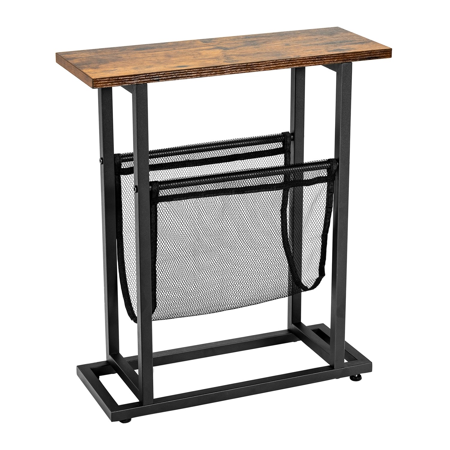 Costway Beistelltisch Schmal Kleiner Sofatisch Vintagebraun & Schwarz günstig online kaufen