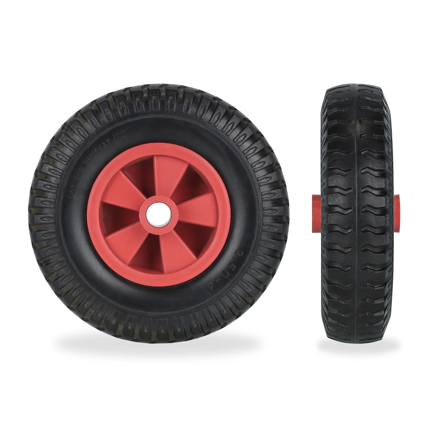 Relaxdays Schubkarrenrad Vollgummi Schwarz 2er Set 2.50-4 22 cm x 6 cm