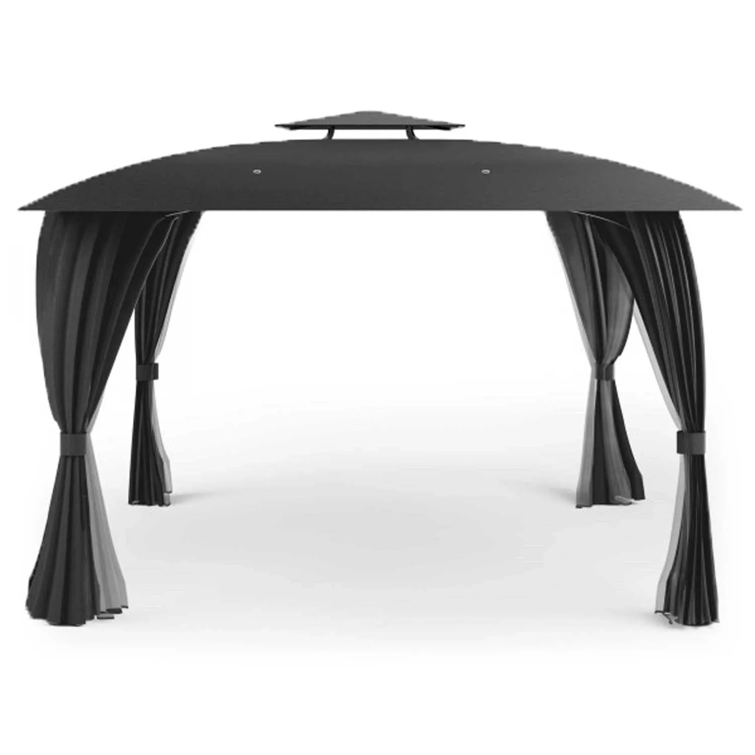 osoltus Garten Pavillon Amrum 3,3 x 3,3 m Anthrazit mit Seitenwand Moskitonetz