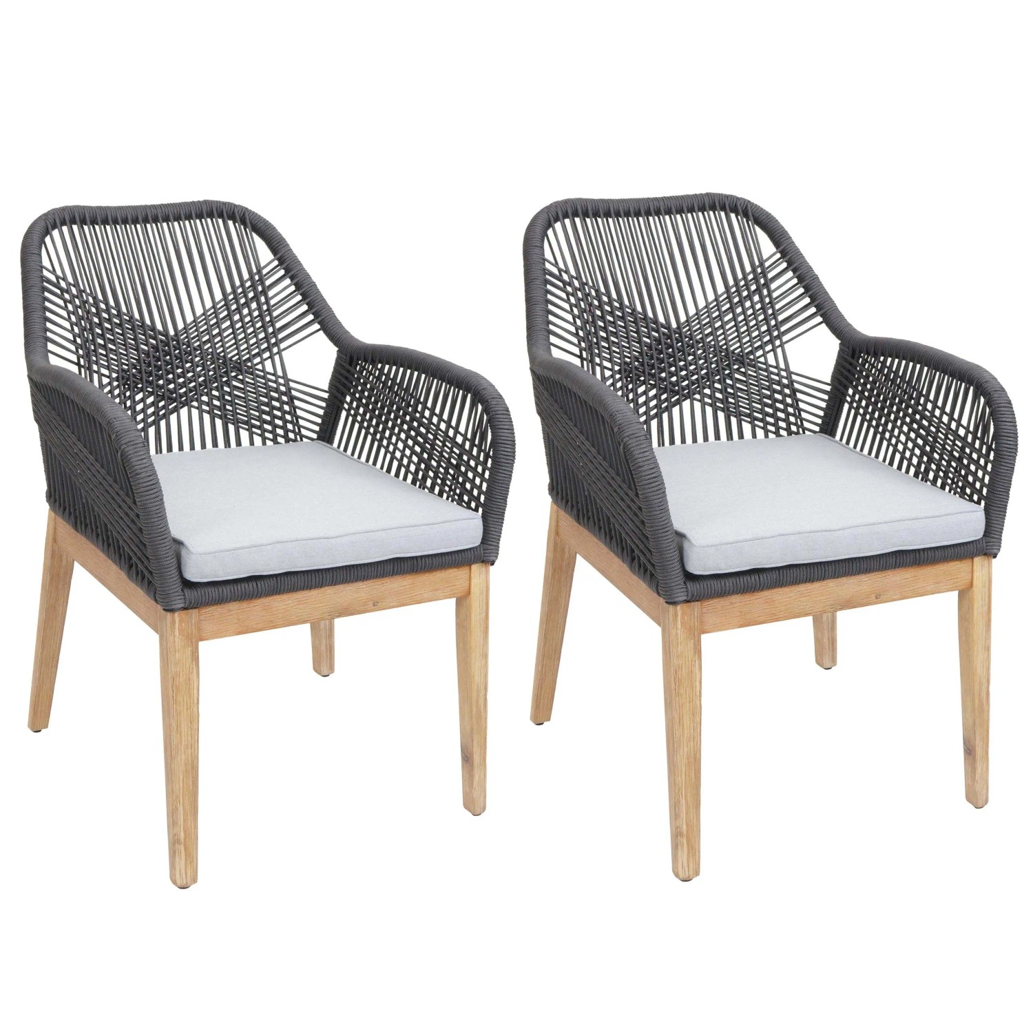 Proregal 2er-Set Gartenstuhl HxBxT 85x58x59 cm Sitzhöhe 47cm Wetterfest Sei günstig online kaufen