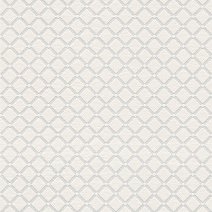 Weiße, überstreichbare Vliestapete mit geometrischem Rautenmuster für Büro und Wohnraum.