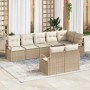 Beiges 8-teiliges Garten-Sofa-Set aus Poly Rattan von vidaXL für Terrasse und Garten.