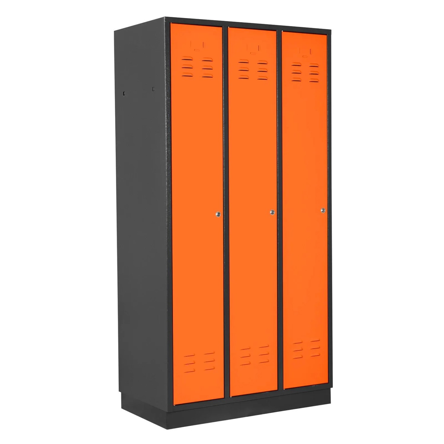 PROREGAL Garderobenschrank Ermine Mit 3 Türen HxBxT 178x89x50cm Anthrazitgrau/Orange