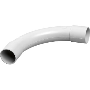 Grauer Isolierbogen EN 25 für Leerrohre, 90-Grad-Biegung, beidseitig gemufft.