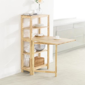 SoBuy Esstisch mit Regalen Klapptisch Schreibtisch 98x126x60cm Natur FWT70-N