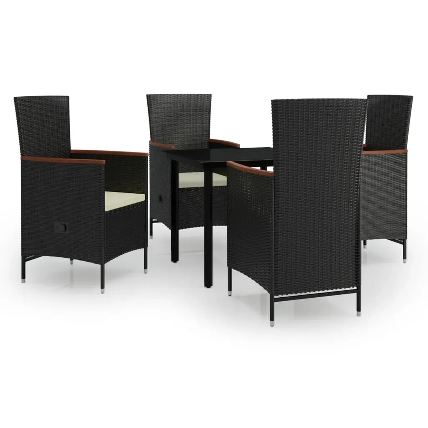 vidaXL 5-Tlg Garten-Essgruppe mit Kissen Schwarz 3099426