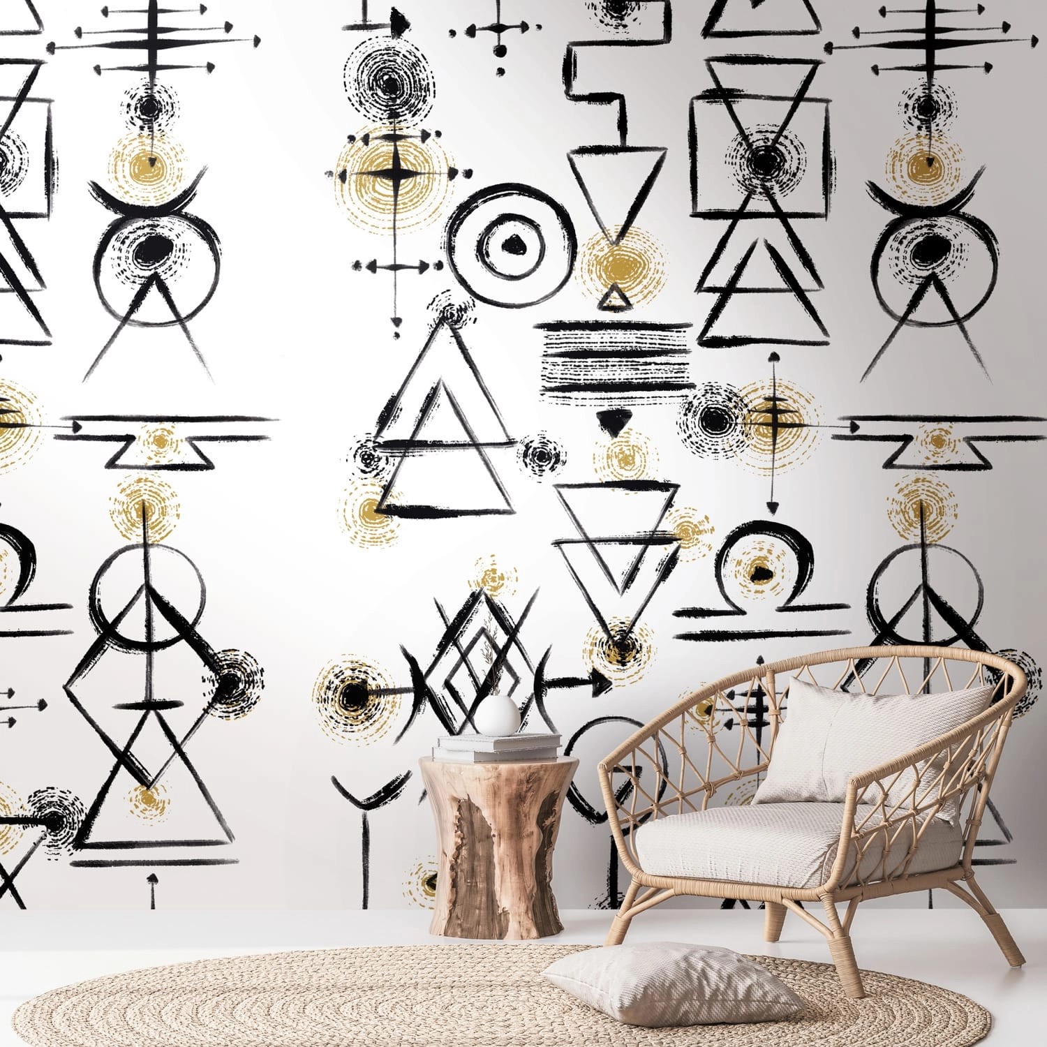 PROFHOME 391981-GU Fototapete Ethno Matt Weiß Schwarz Gold 1,59 m x 2,8 m 0 günstig online kaufen