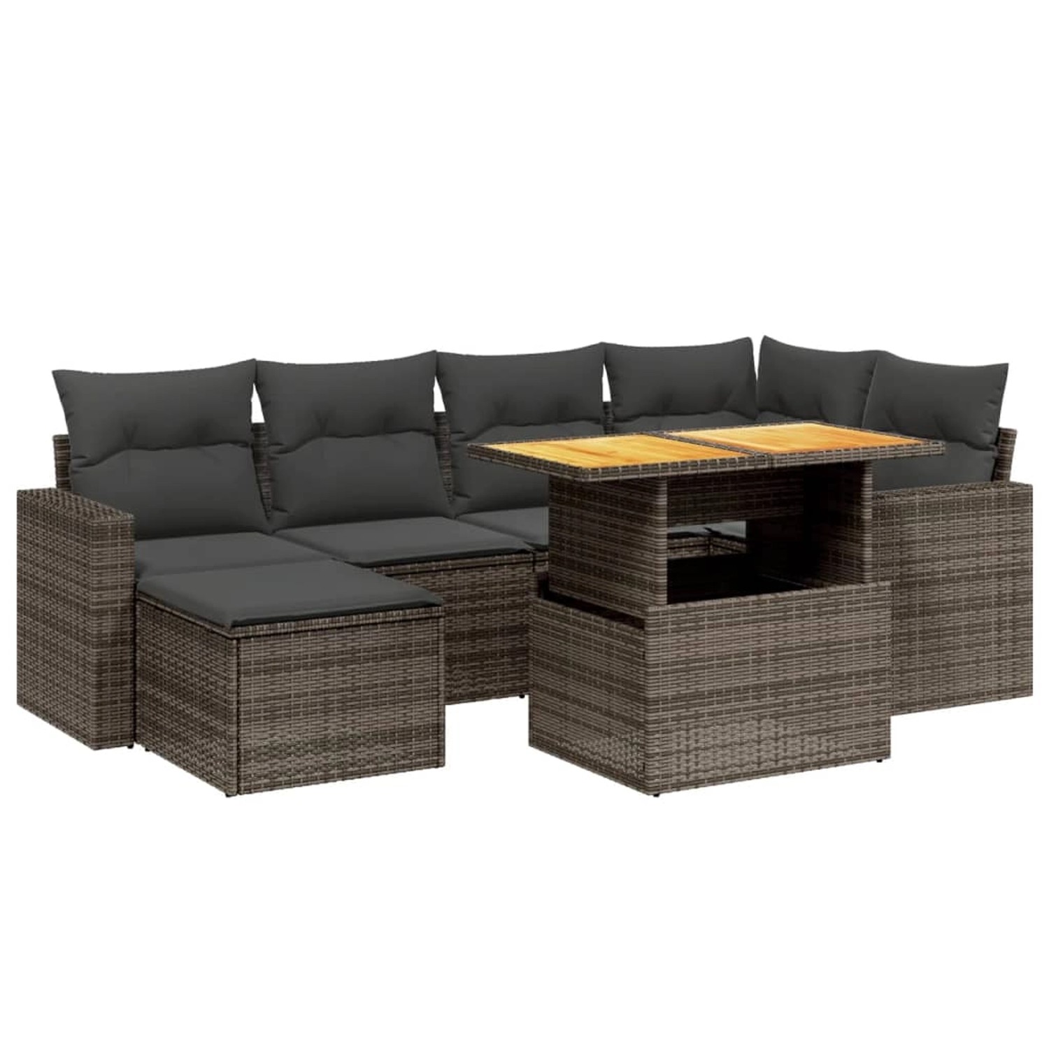 vidaXL 7-Tlg Garten-Sofagarnitur mit Kissen Grau Poly Rattan 3275594 günstig online kaufen