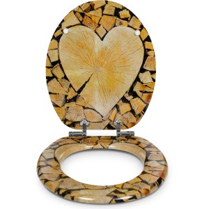 Sanfino WC-Sitz Wood Heart: Toilettendeckel mit Holz-Herz und Absenkautomatik.
