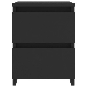 Set aus zwei schwarzen Nachttischen (30x30x40 cm) aus Holzwerkstoff mit je zwei Schubladen.