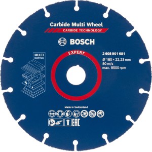 Bosch Expert Carbide Multi Wheel Trennscheibe, Ø 180 mm, für Winkelschleifer zum Schneiden von Holz, Kunststoff u.a.