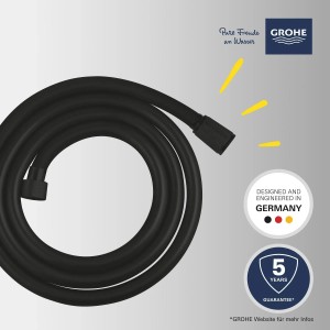 Grohe VitalioFlex Trend Brauseschlauch, 175 cm, knickfest, in Schwarz Matt.