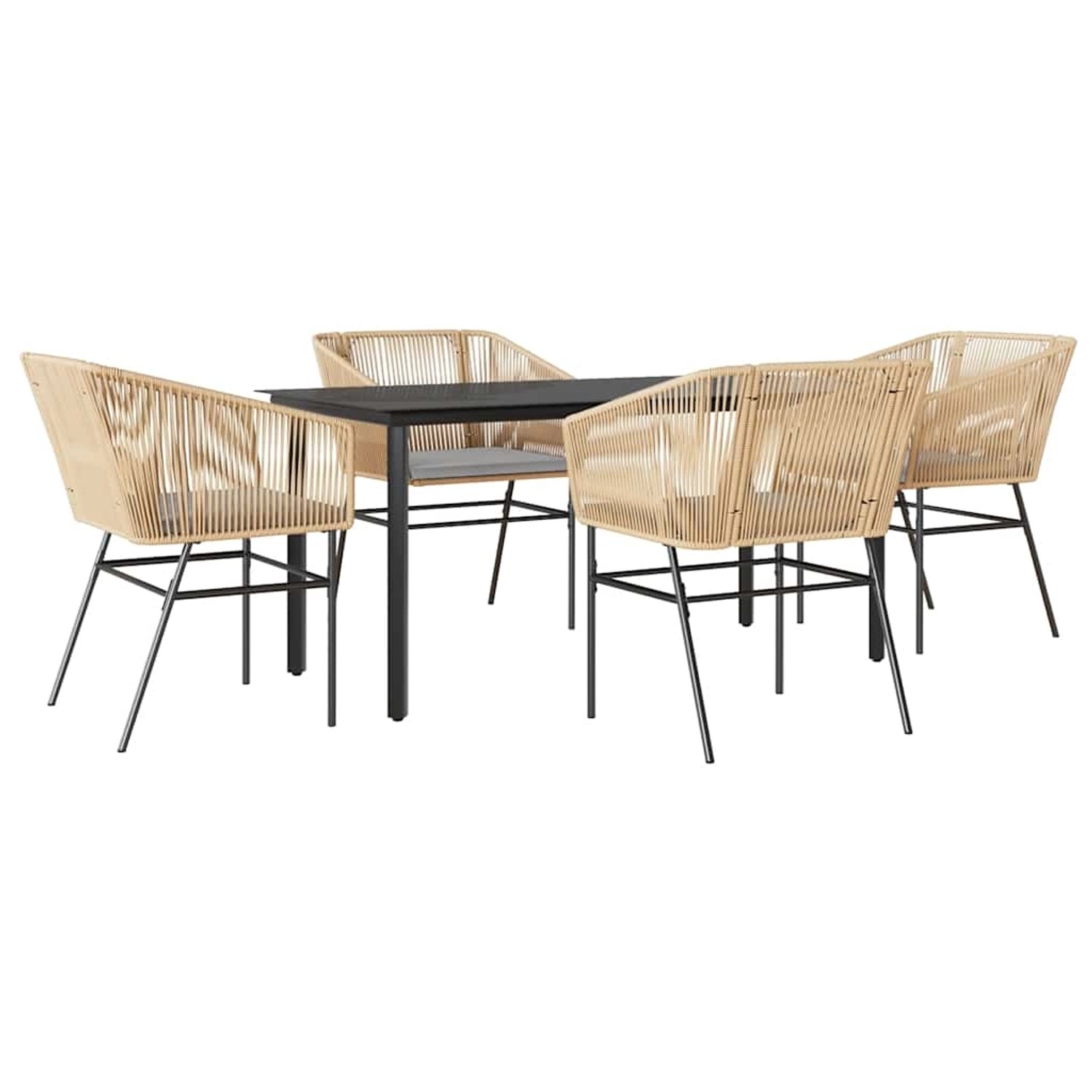 vidaXL 5-Tlg Garten-Essgruppe mit Kissen Braun Poly Rattan Glas 3334621 günstig online kaufen