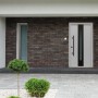 Moderne graue Splendoor Haustür ThermoSpace Prime Dublin mit Glaseinsatz und Edelstahlgriff.